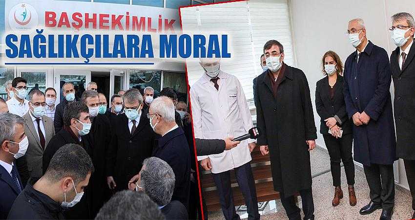 Sağlıkçılara moral ziyareti