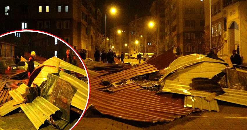 ŞİDDETLİ RÜZGÂR ÇATILARI UÇURDU